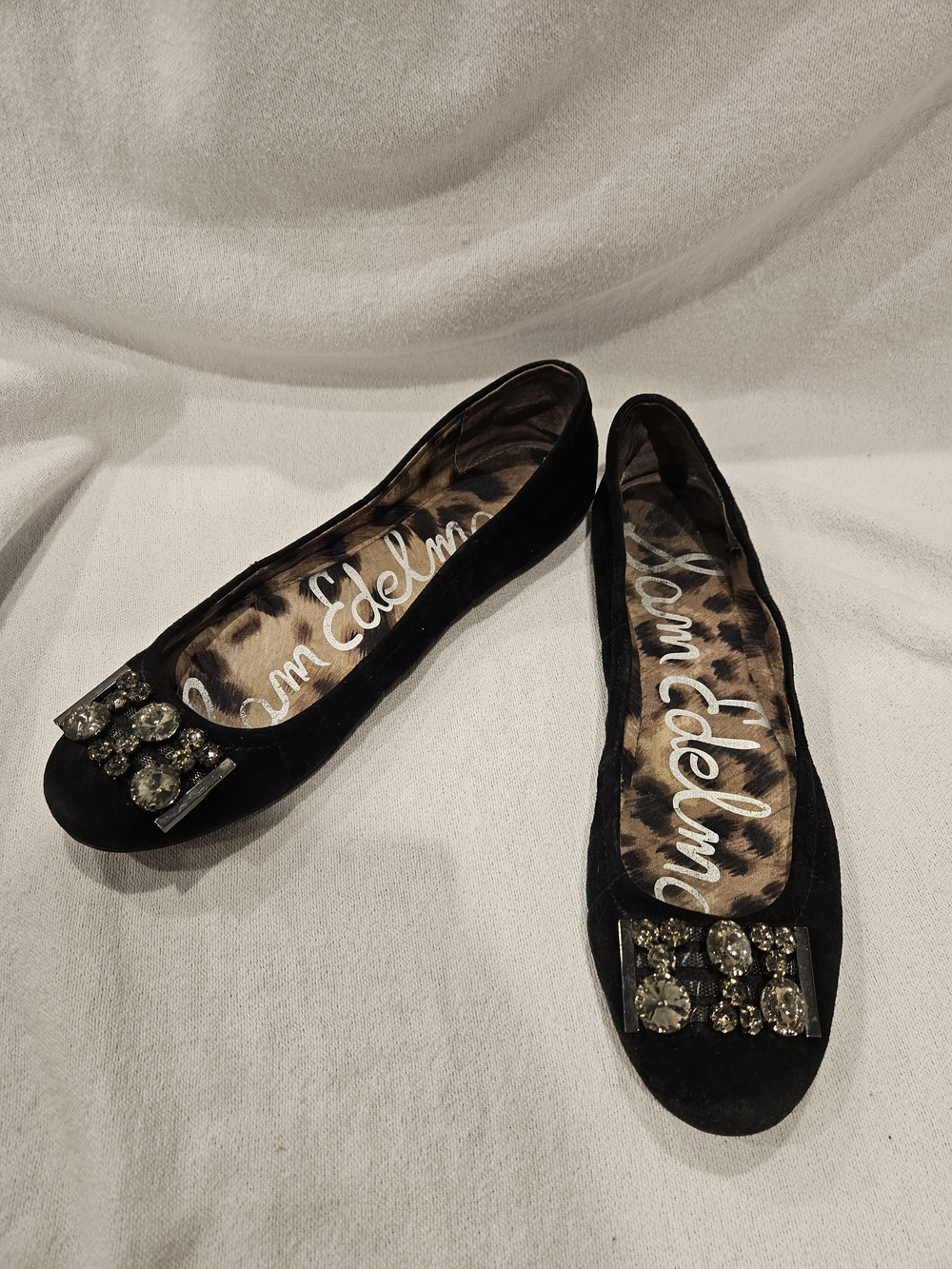 Sam Edelman Black Embellished Suede Ballet Flats - Picture 2 of 11